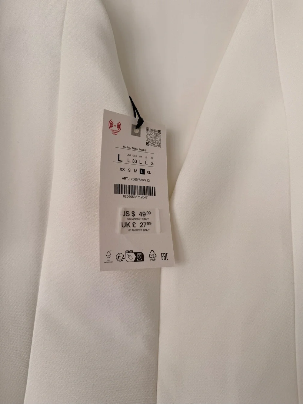 Zara White Puff Sleeve Crewneck Top